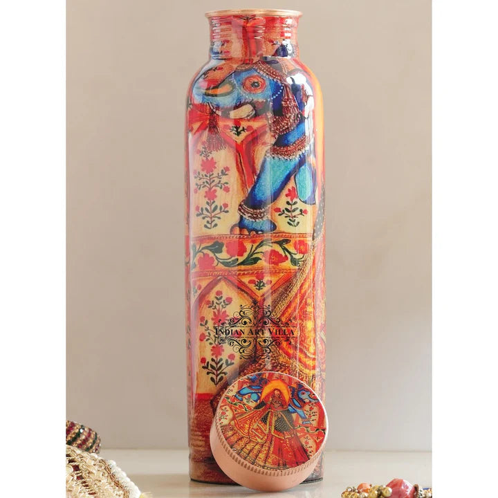 Tamba Bottle with Rajasthani Meena 'Padharo Mhare Desh' Design – 900 ML