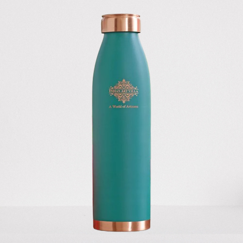 Pure Copper Bottle with Lacquer Coated Silk Finish Design, 900 ML
