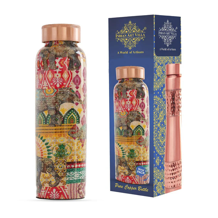 Tamba Bottle with Rajasthani Meena 'Padharo Mhare Desh' Design – 900 ML