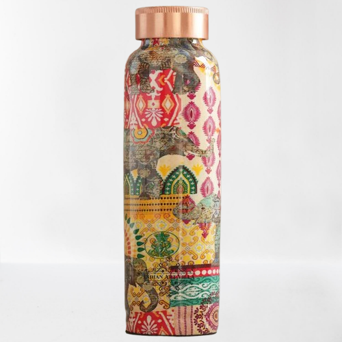 Tamba Bottle with Rajasthani Meena 'Padharo Mhare Desh' Design – 900 ML
