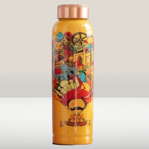 Tamba Bottle with Rajasthani Meena 'Padharo Mhare Desh' Design – 900 ML