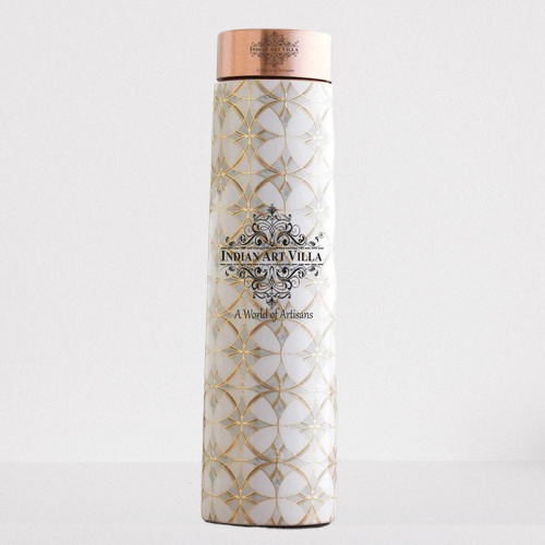 Pure Copper Water Bottle with Pyramid Shape Gold Print Design, 800 ML