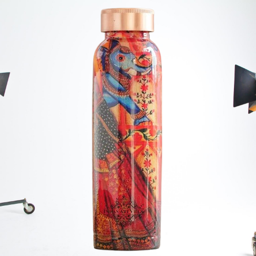 Tamba Bottle with Rajasthani Meena 'Padharo Mhare Desh' Design – 900 ML