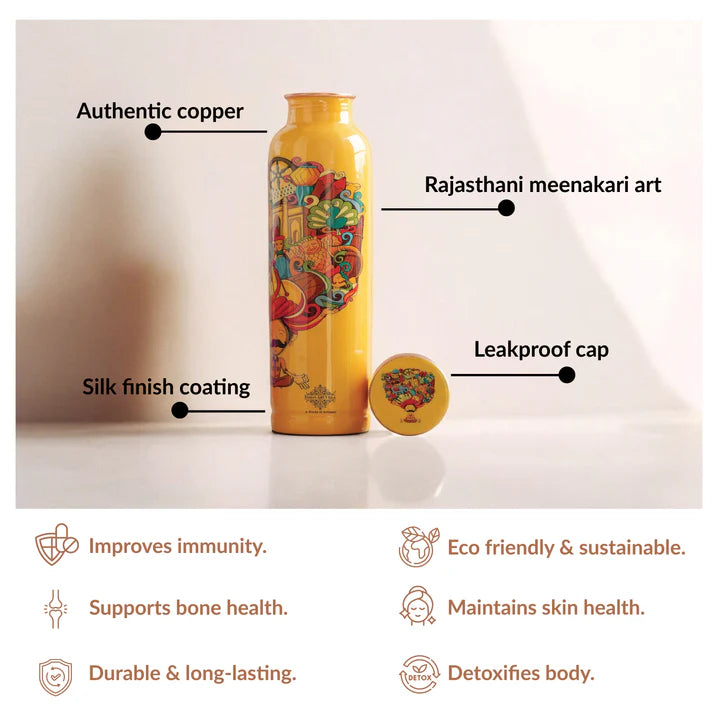 Tamba Bottle with Rajasthani Meena 'Padharo Mhare Desh' Design – 900 ML