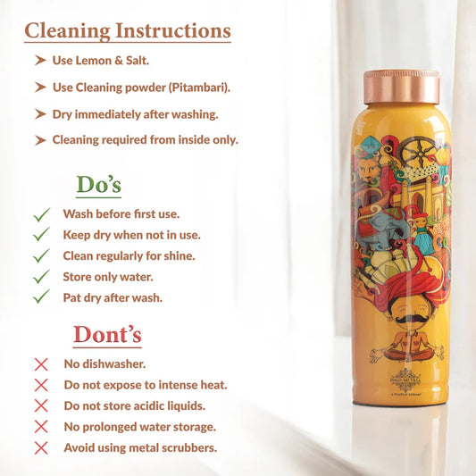 Tamba Bottle with Rajasthani Meena 'Padharo Mhare Desh' Design – 900 ML