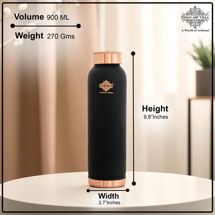 Pure Copper Water Bottle with Soft Silk Finish Color-900 ML
