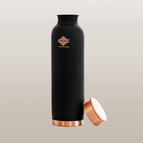 Pure Copper Water Bottle with Soft Silk Finish Color-900 ML