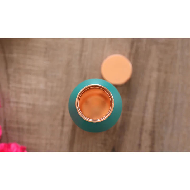 Pure Copper Bottle with Lacquer Coated Silk Finish Design, 900 ML